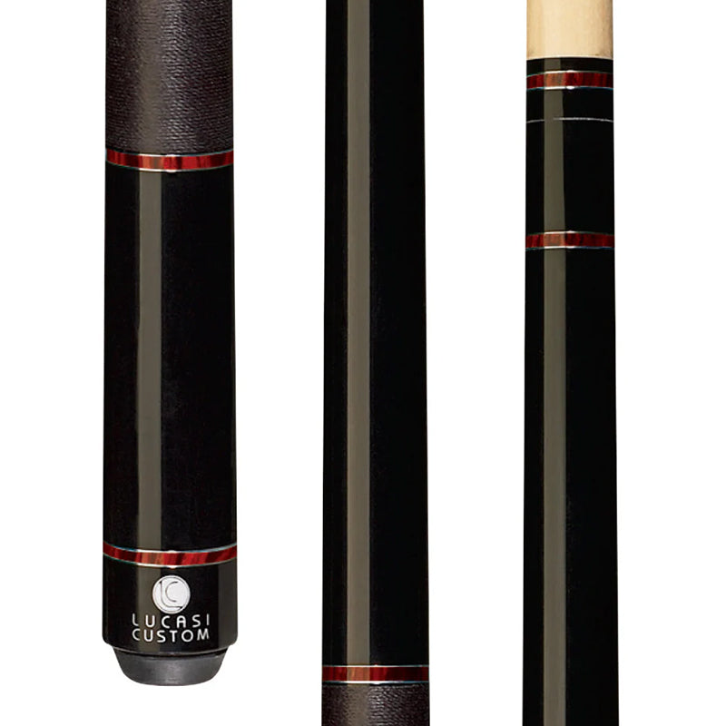 Lucasi Custom Midnight Black & Exotic Cocobolo Cue with Black Linen Wrap - LZD6