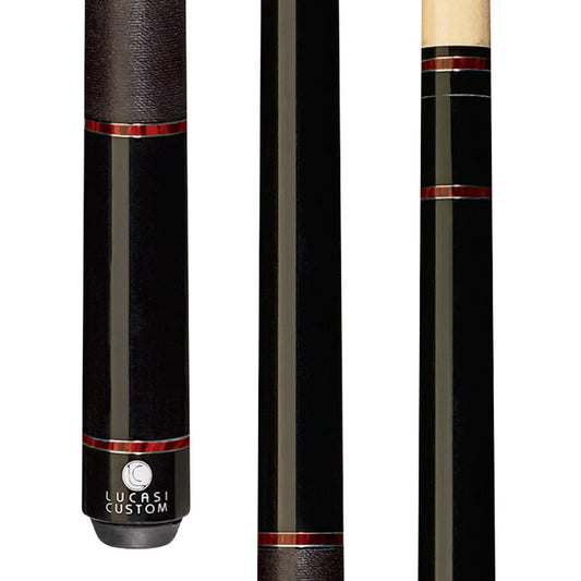 Lucasi Custom Midnight Black & Exotic Cocobolo Cue with Black Linen Wrap - LZD6