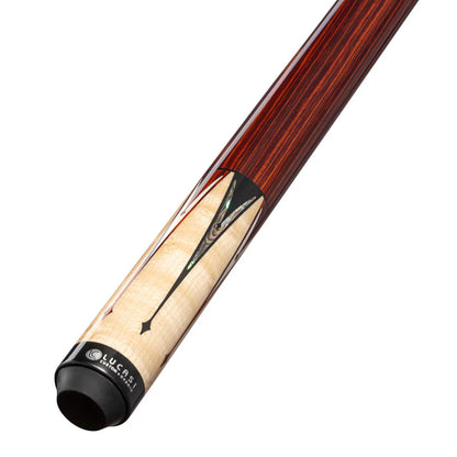 Lucasi Custom Natural Birdseye Maple & Black/White Mother of Pearl Inlays Wrapless Cue LZC63